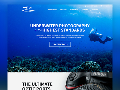 Zen Underwater Dribbble v2.0 mockup photography website