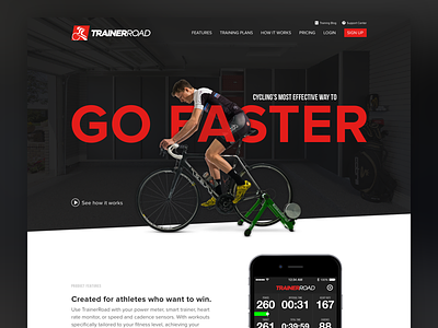 TrainerRoad Homepage Mockup Variation 1 cycling homepage saas web design wip