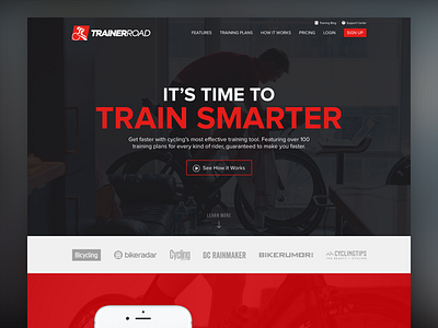 TrainerRoad Homepage Mockup Variation 3 cycling homepage saas web design wip