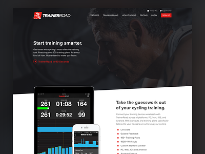 TrainerRoad Homepage Mockup Variation 5 cycling homepage saas web design wip