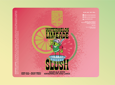 Watermelon Limeade Slush beer beerlabel candesign graphicdesign illustration illustrator labeldesign packagedesign procreate