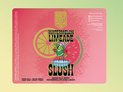 Watermelon Limeade Slush beer beerlabel candesign graphicdesign illustration illustrator labeldesign packagedesign procreate