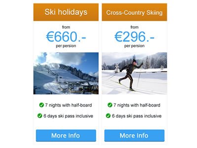 Packages/Prices box holiday price price box ski price box