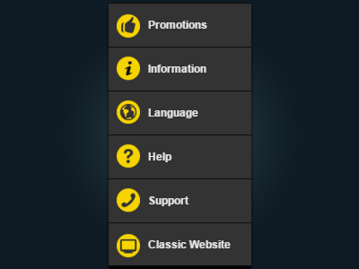 Menu Panel buttons gray icon icons menu side panel ui yellow