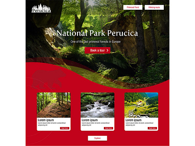 National Park Perucica branding clean design flat hiking landing page national park tours ui ux web website