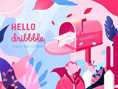 Hello Dribbble dribbble flowers illustration plants post