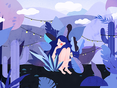 If one day I grew into a plant dribbble flowers girl illustration plants