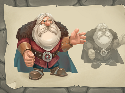 old dwarf master cartoon character creature dwarf fantasy illustration man mobile game