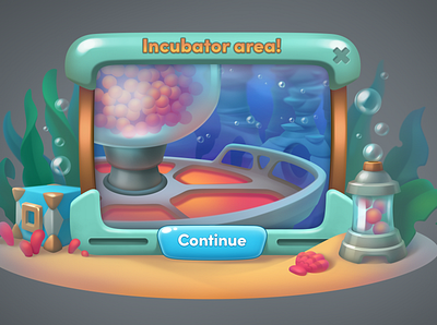 Underwater life, UI bottons casual fish frame futuristic game ui incubator mobile game popup props ui underwater window