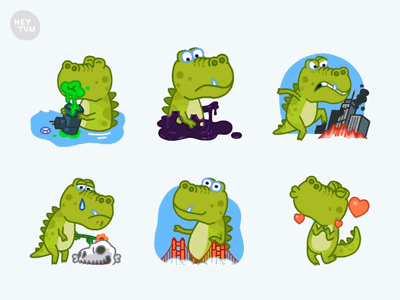 HeyTVM Dinooo dinosaur emoji gif heytvm illustration rawr sticker trevor van meter tvm vector