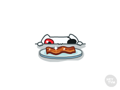 Sneakin' on your bacon bacon cat character crappycat emoji heytvm illustration my body is ready stickers vector