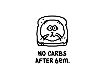 Toast Cats & Carbs black and white carbs cats heytvm illustration toast