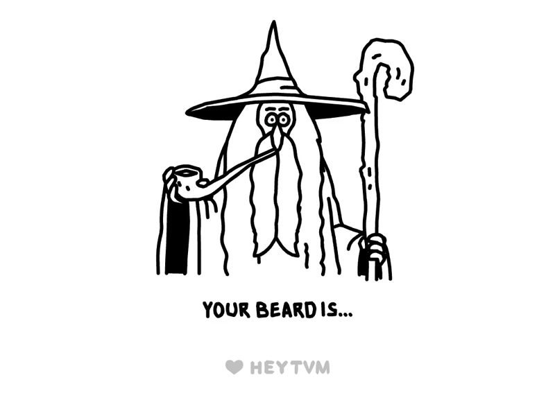 Snarky Wizard beard black and white gif heytvm illustration snarky wizard