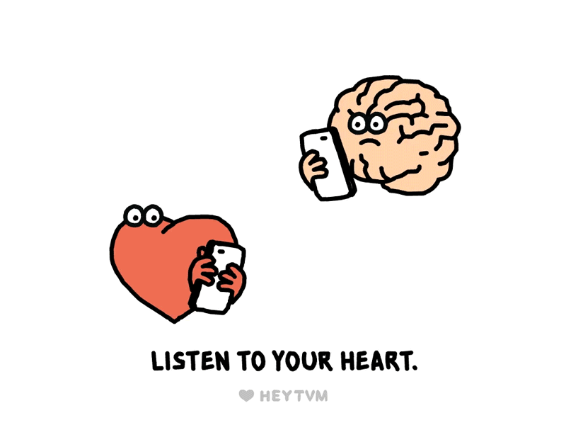 Listen to your heart black and white gif heytvm illustration listen to your heart