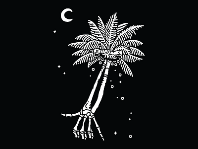 Cosmic Palm Tree apparel black and white chill cosmic heytvm illustration palm tree positive shaka vibes yolo