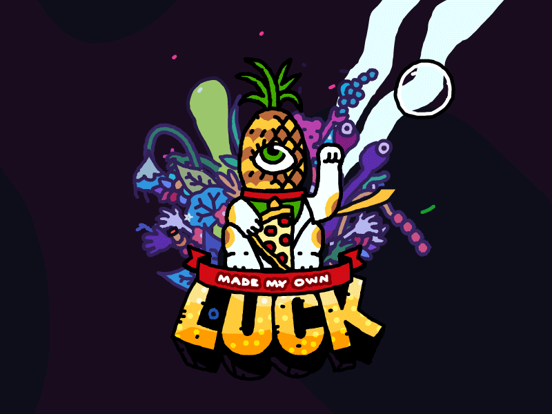 Made My Own Luck 2018 animation happy new year heytvm illustration lucky cat maneki neko motion