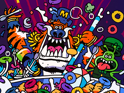 Toons & Spoons cereal character drawing heytvm illustration milk nc