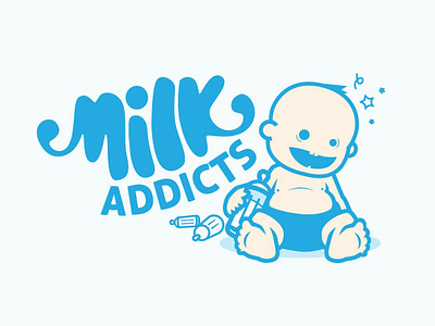 Milk Addicts character design digital illustration logo logo design