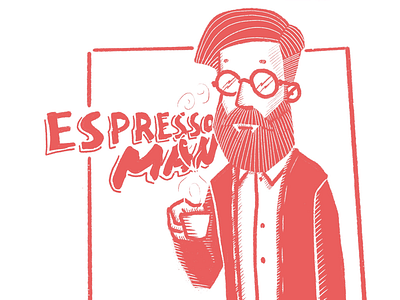 Espresso Man coffee digital illustration drawing procreate