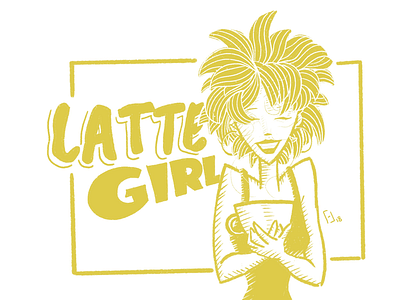 Latte Girl coffee digital illustration drawing procreate