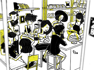 Dropin29 coffee shop digital illustration drawing illustration procreate