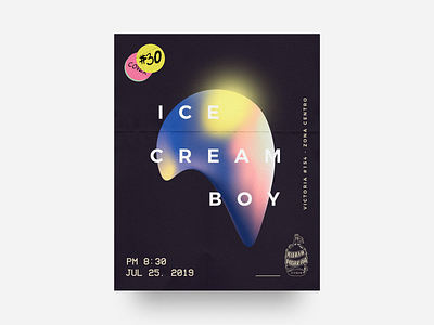 Ice Cream Boy - Album presentation poster 80s abstract band baugasm bedroom pop gig ice cream icecream illustration indie mexico music poster poster design purple vhs xalapa