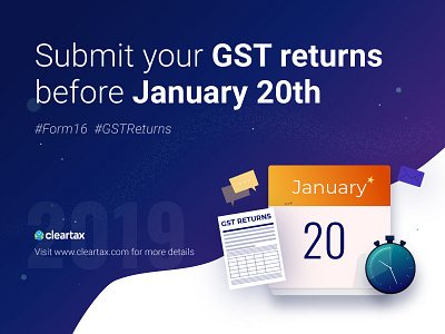GST Returns Social Media Post calendar cleartax graphic design gst illustrator poster design socialmedia tax time uidesign