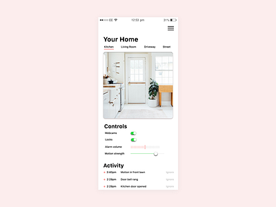 Home Sensor App Screen app design home safety home screen ui ux