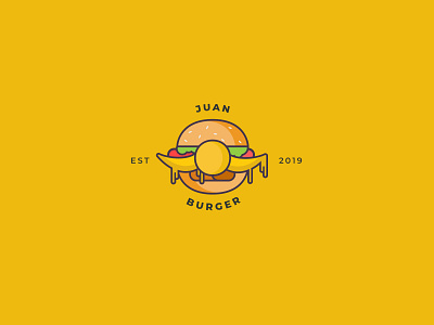 Juan Burger burger burger logo design flat juan-derful logo minimal vector