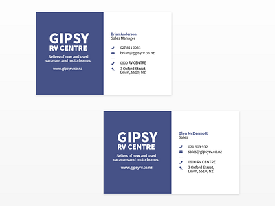GIPSY RV Centre - Business Cards business card print typography