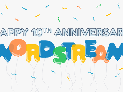 WordStream's 10 Year Anniversary banner graphic design header infographic