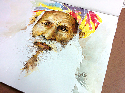 Portrait color pencils colorful old men painting pencils portrait sketch water color
