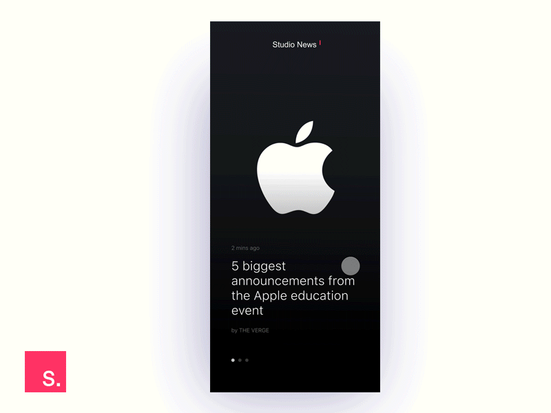 InVision Studio - Studio News App prototype minimal mobile app smooth iphonex news app news animation interaction invision studio invision