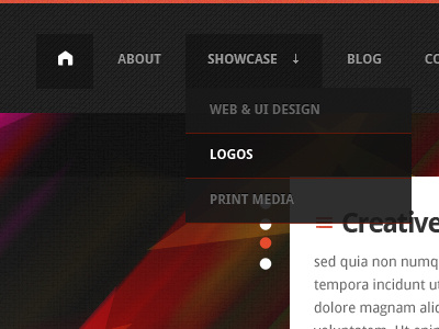 Dropdown design dribbble drop down homepage navigation portfolio showcase web website
