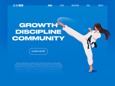 DOJO branding character hero hero section illustration karate landing page martial arts ui website design woman