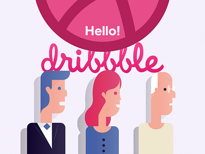 Hello Dribbble! debut flat design flat vector illustration