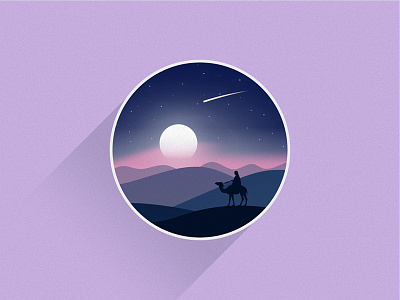 Desert nights flat illustrations icons illustrations