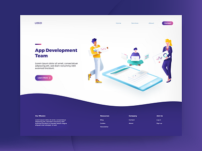 App Development 2d app coding colors design development header exploration header illustration illustration illustrations landing page ui