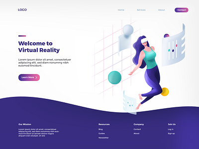 Virtual Reality 2d animation colors design graphic design header illustration landing page ui vector virtual reality vr