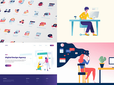 2018 2d animation app branding flat design icons iconset illustration ui ux vector web