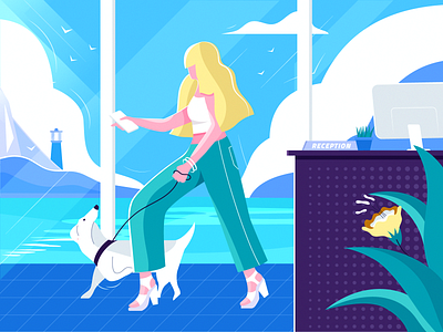 Cute girl walking dog illustration 2d animation app colors design flat flat design icons illustration illustrations ui vector web website