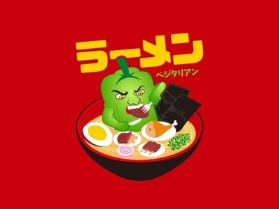 Vegetarian Ramen art design illustration meat paprika ramen soup vector vegetable vegetables vegetarian veggie veggies