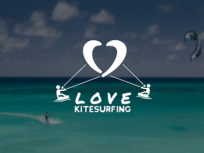 Love Kitesurfing logo branding design flat icon illustration kitesurfing logo monochromatic surfing typography vector