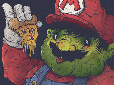 Super Fat Mario character design grotesque illustration vector