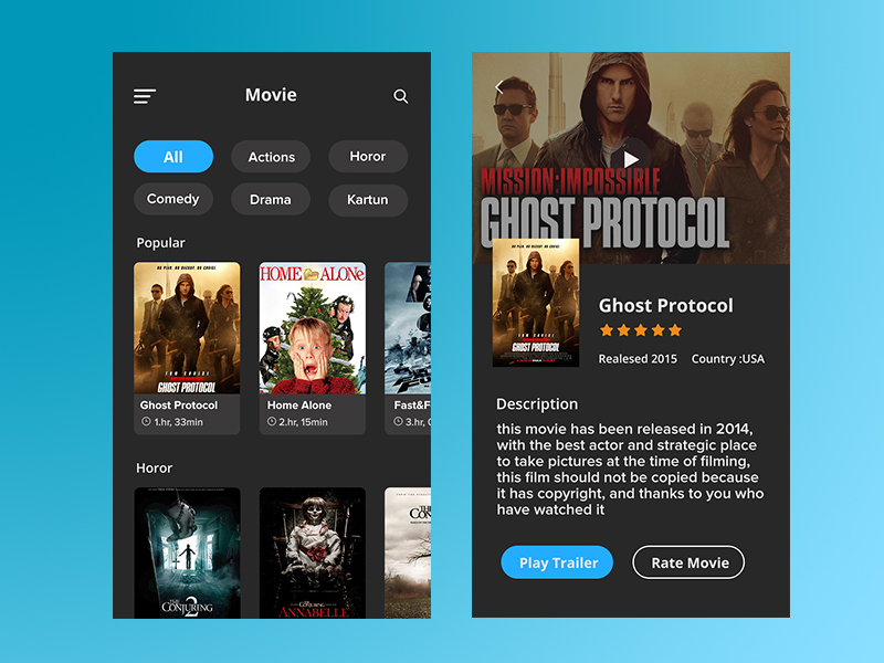 App Movie By Muhamad Sabili On Dribbble