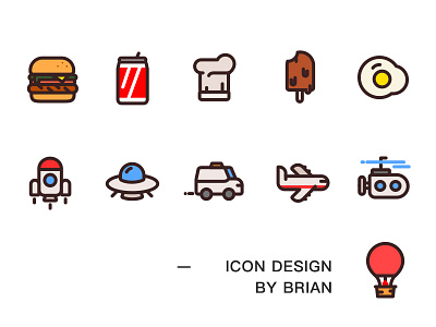 ICON DESIGN car icons illustration，foods ui