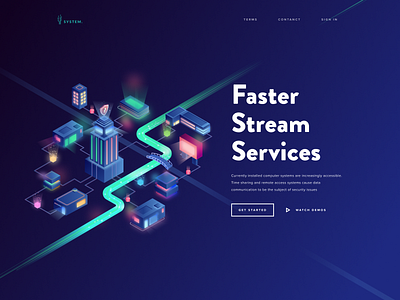 Faster Stream Services blockchain city crypto crypto currency design illustration isometric landing page secure smart city vector web