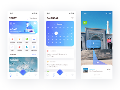 Muslim Mobile App app ar augmented reality calendar design illustration masjid mobile mosque muslim muslim pro navigation place prayer schedule time