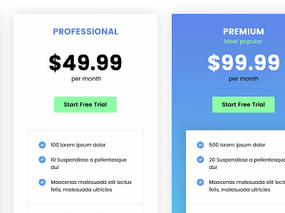 Freebie PSD: 3 different pricing table styles