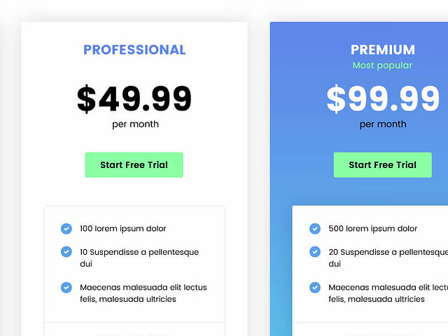 Freebie PSD: 3 different pricing table styles by Donutandpixels on Dribbble
